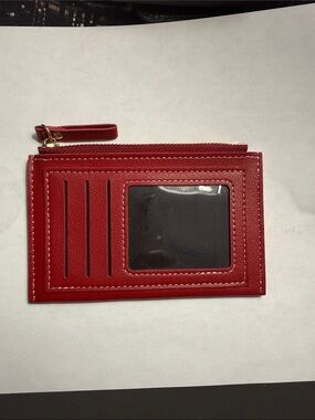 Red Cardholder ID Wallet with Zipper Wristlet
